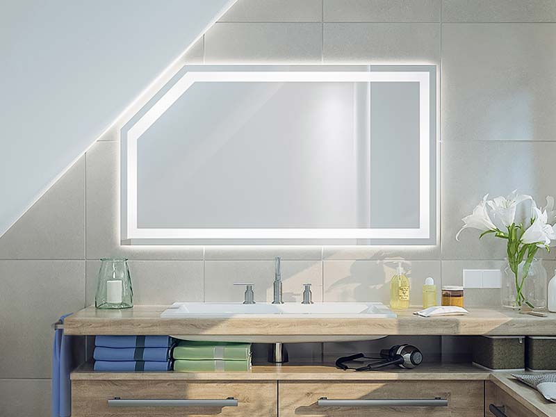 Fri Line Style 034 1 Badspiegel Sonderspiegel Dachschräge Beleuchtet Spiegel