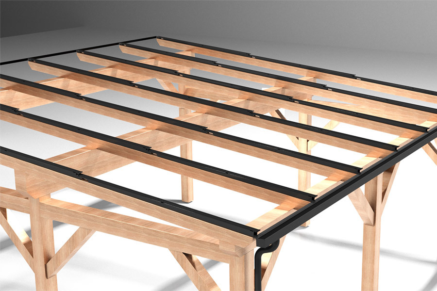 System PUR UK FriSolar Roof Carport Photovoltaik Stromerzeugung Profilsystem Carportsystem Holzunterkonstruktion