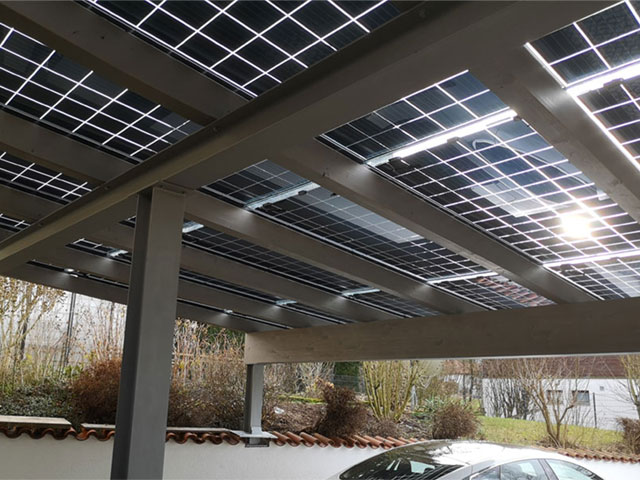 FriSolar Roof Carportueberdachung Photovoltaik Elektroauto Ueberkopfverglasung Energiegewinnung Glasmodule