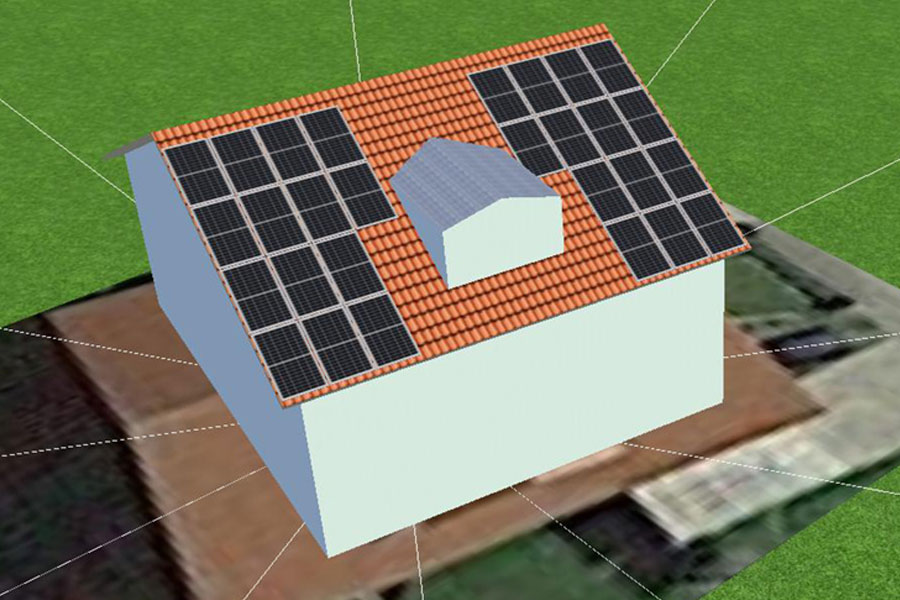 Standard Visualisierung Photovoltaikanlage Hausdach